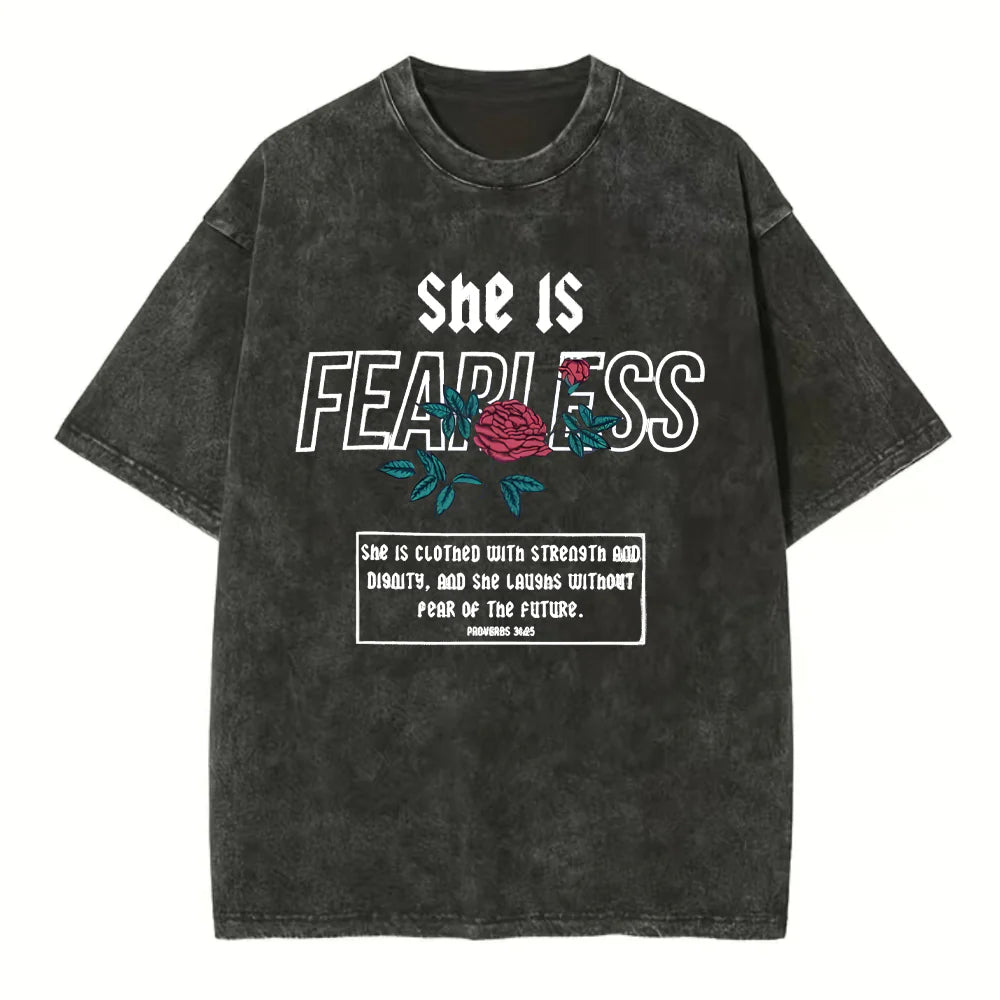 She Is Fearless Christian Washed TShirt  