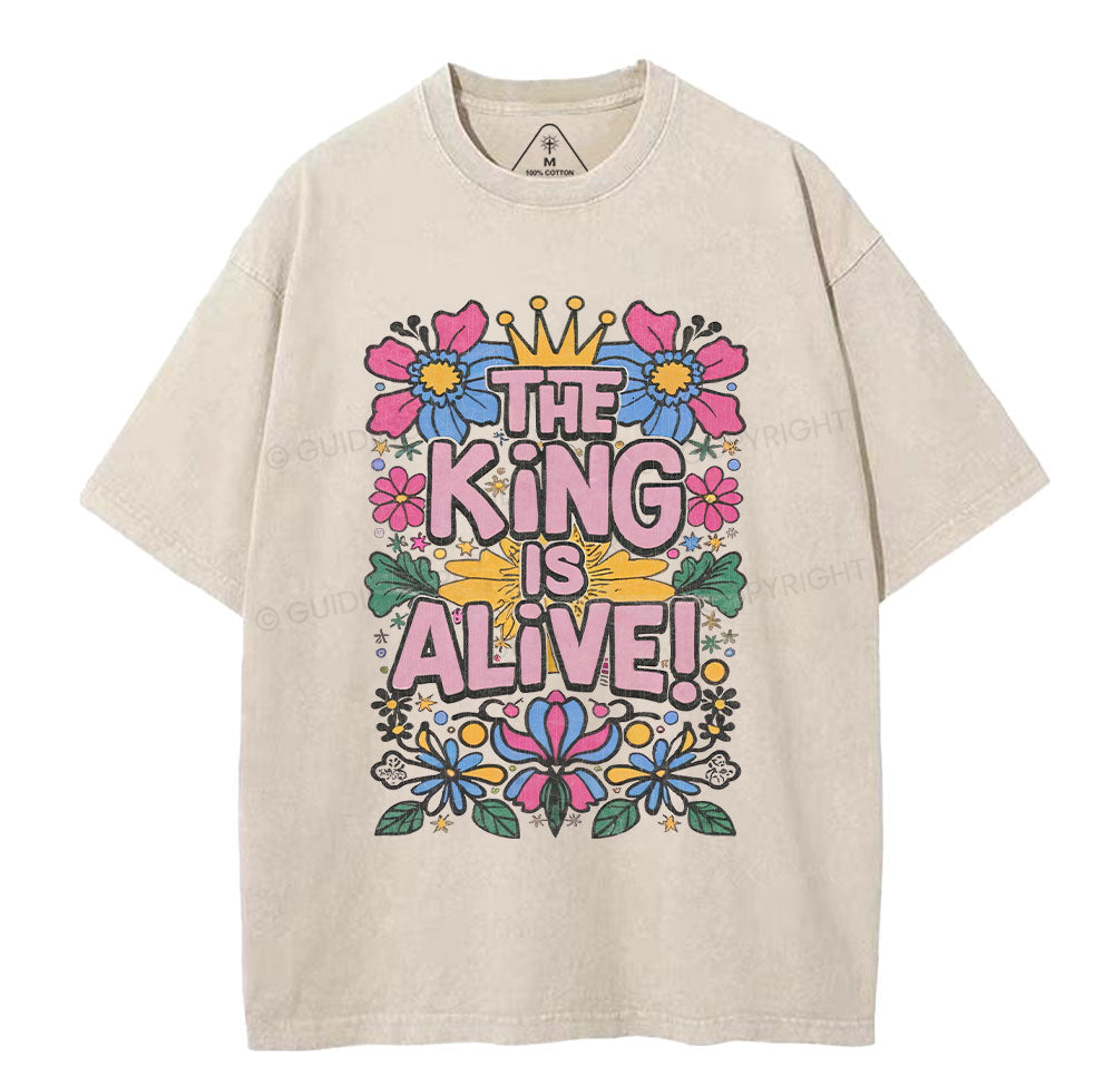 The King Is Alive Christian Washed TShirt  