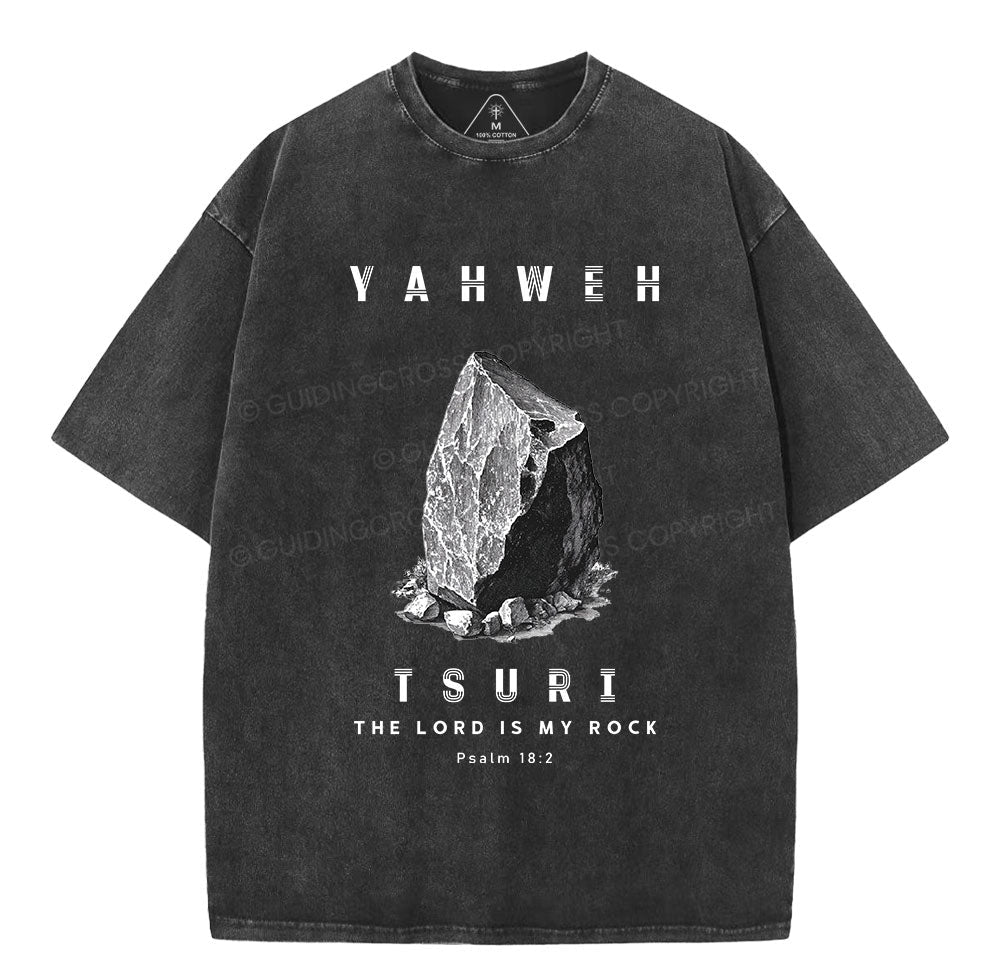 The Lord Is My Rock Christian Washed T-Shirt Sale - GuidingCross