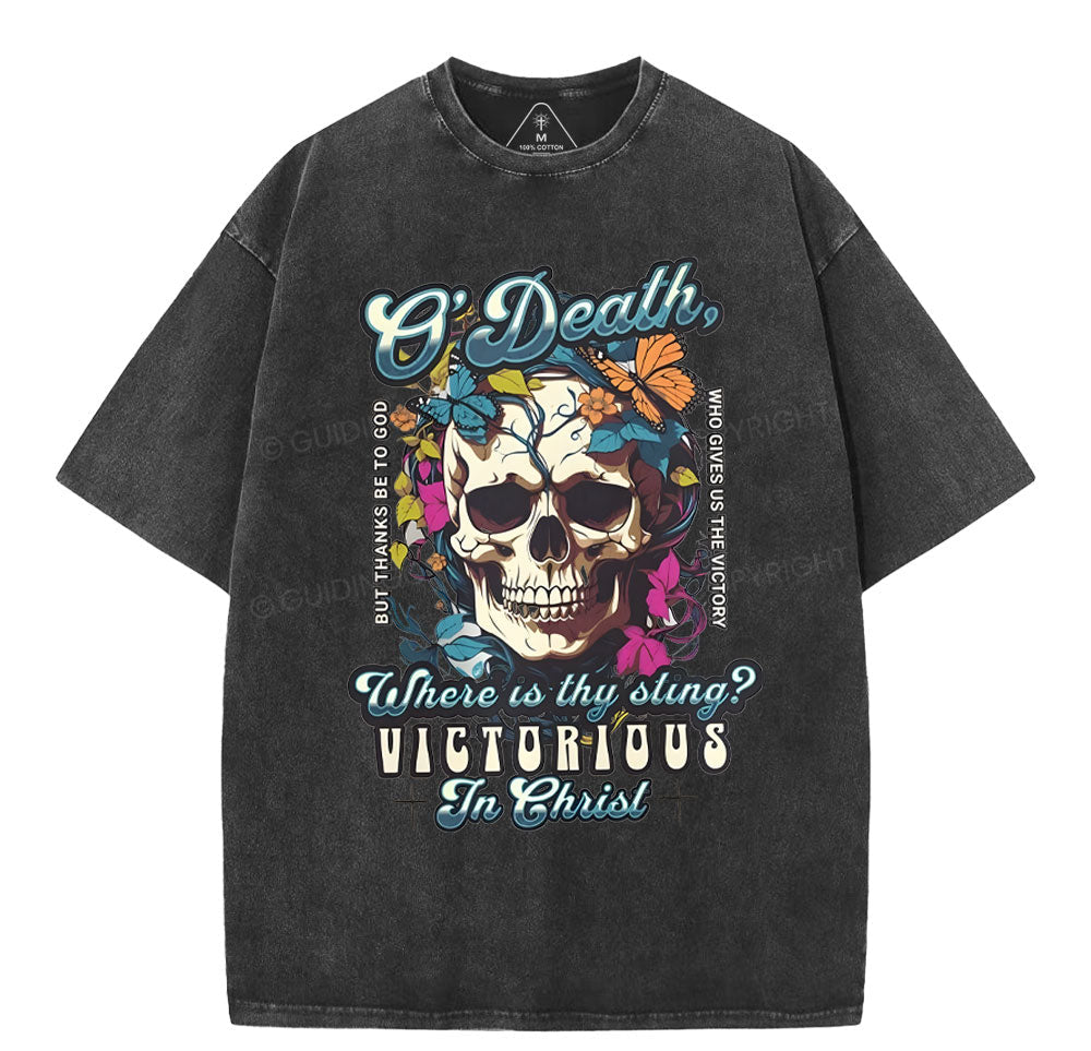 Victorious In Christ Christian Washed TShirt  