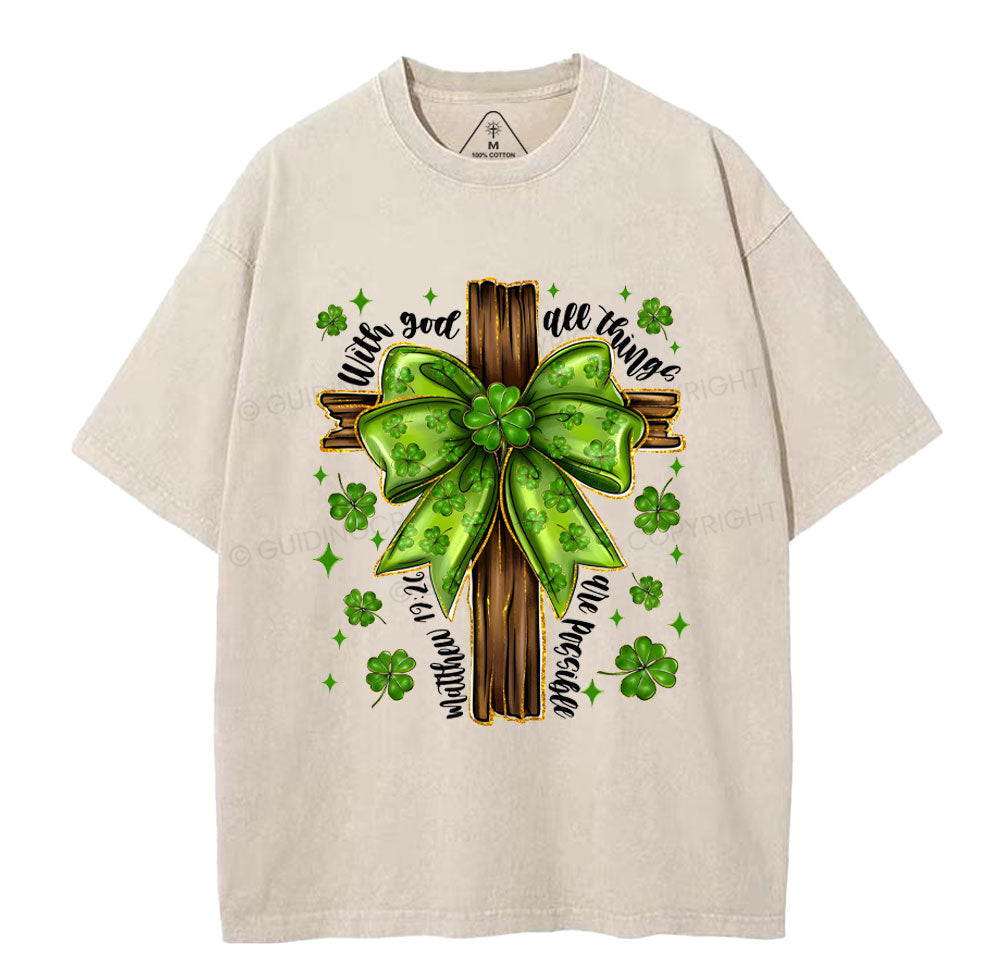 With God All Things Are Possible Christian Washed TShirt  