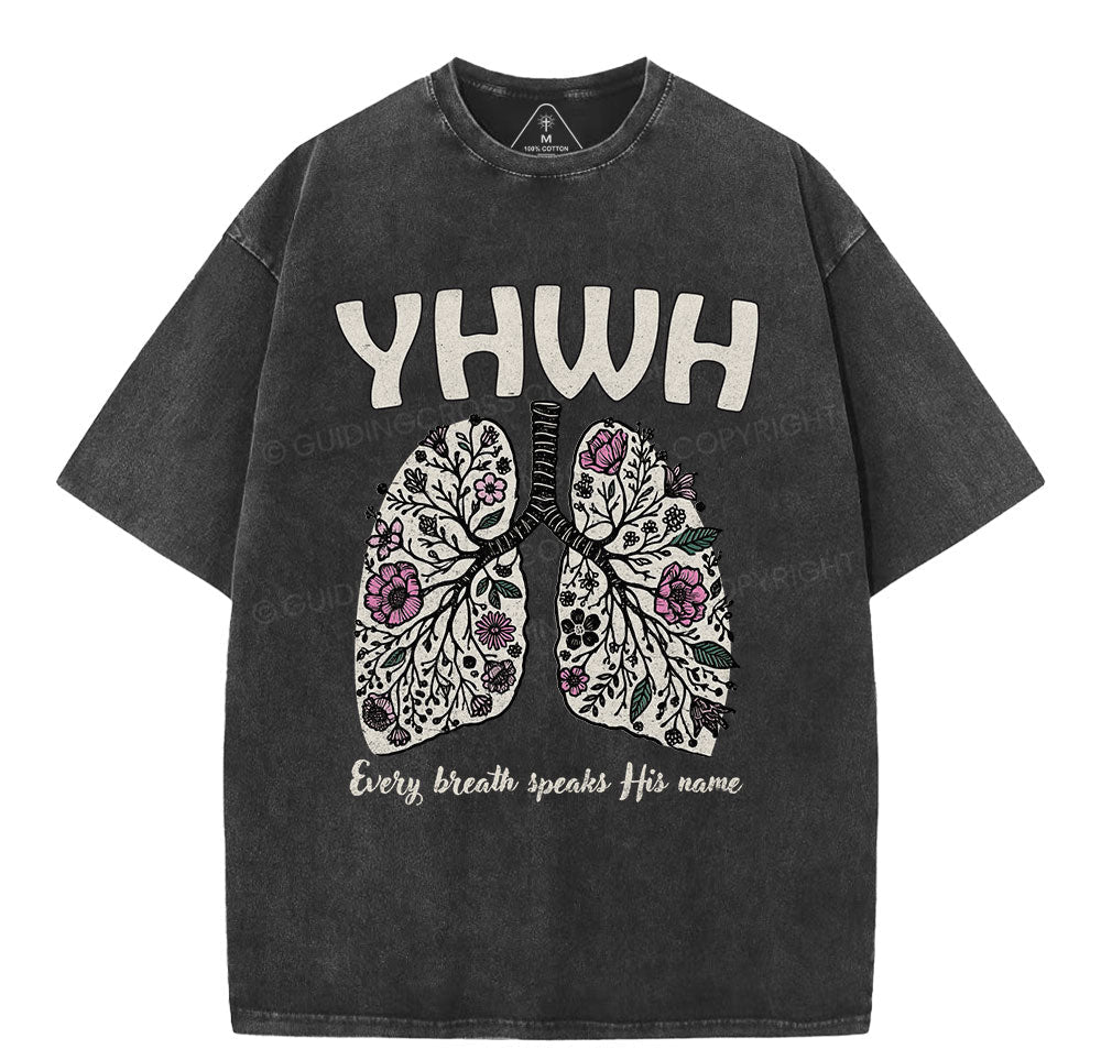 YHWH Floral Lung Christian Washed TShirt  
