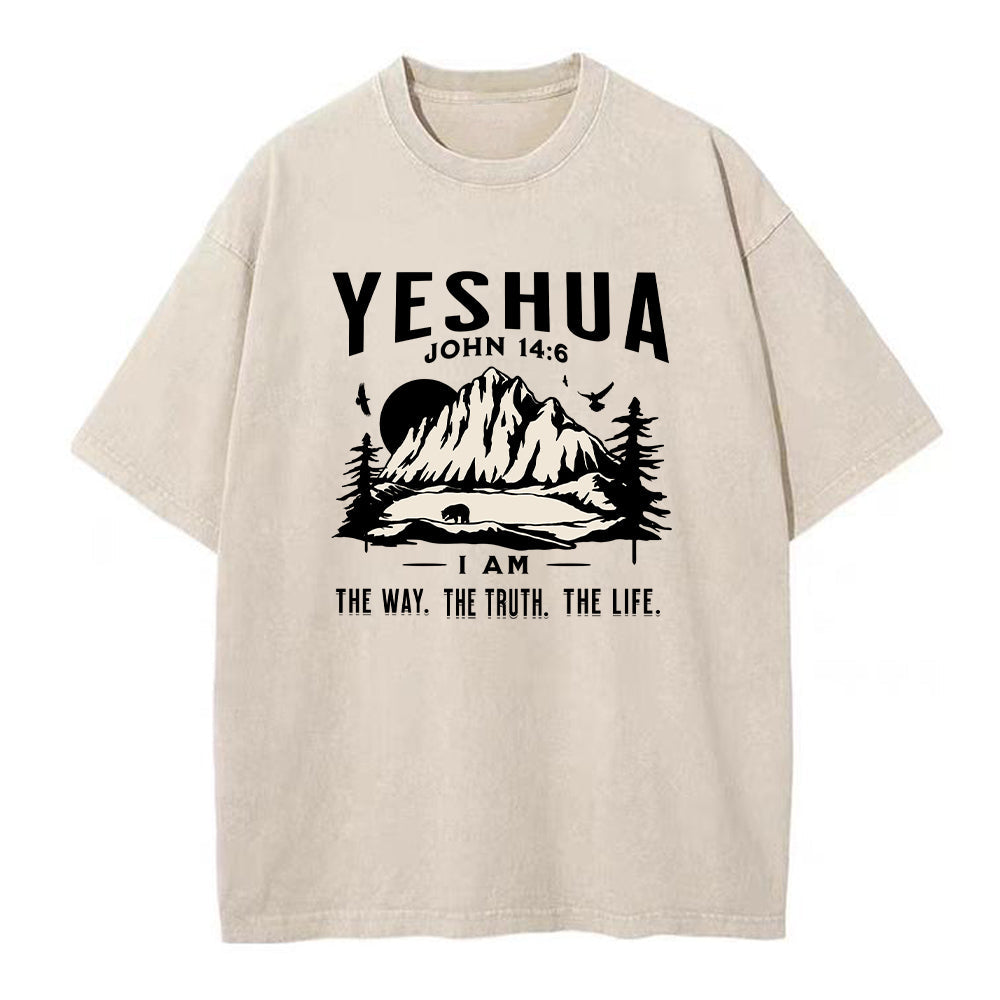 Yeshua The Way The Truth The Life Christian Washed TShirt  