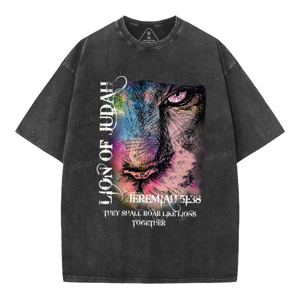 Lion Of Judah Christian Washed TShirt  