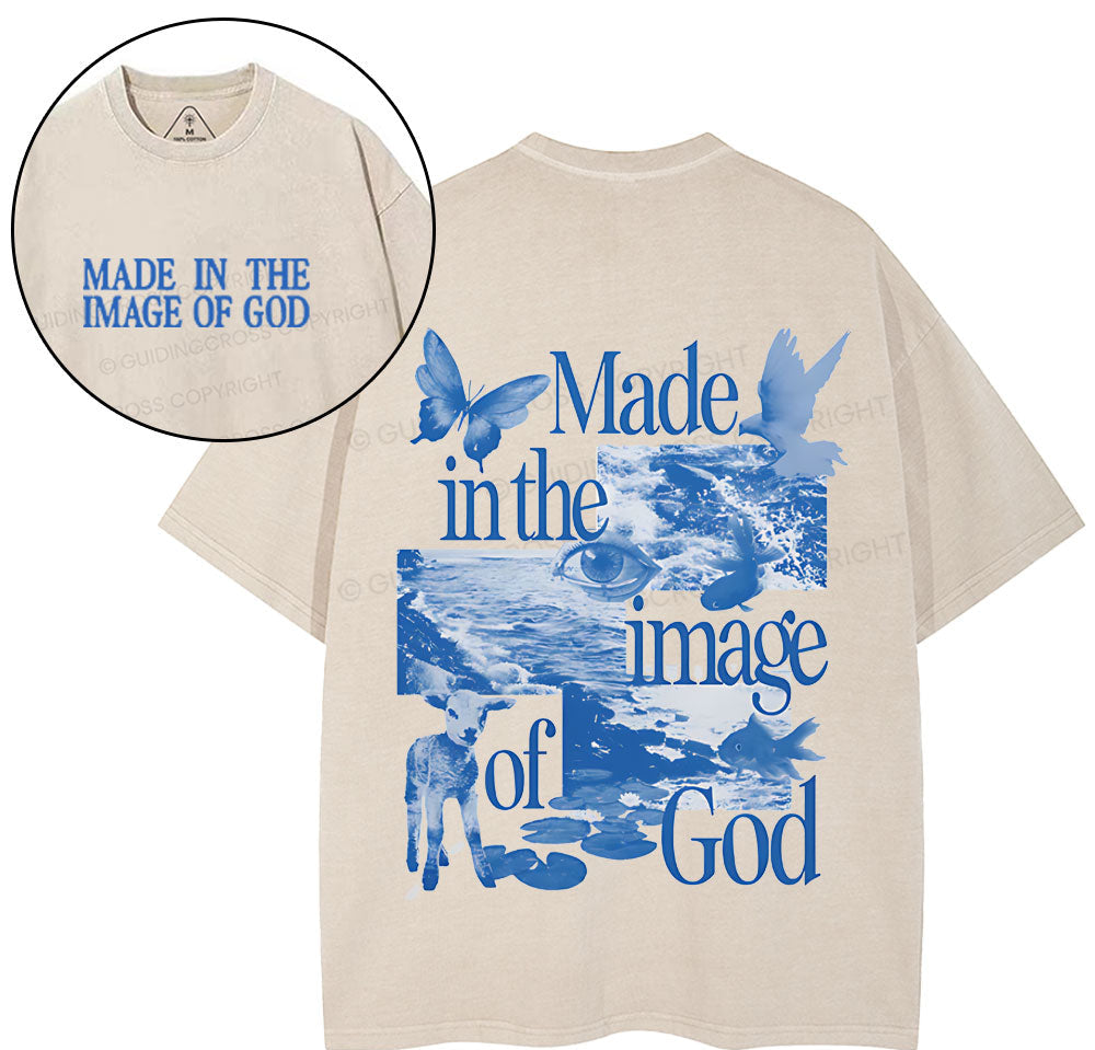 Made In The Image Of God Christian Washed T-Shirt Sale - GuidingCross