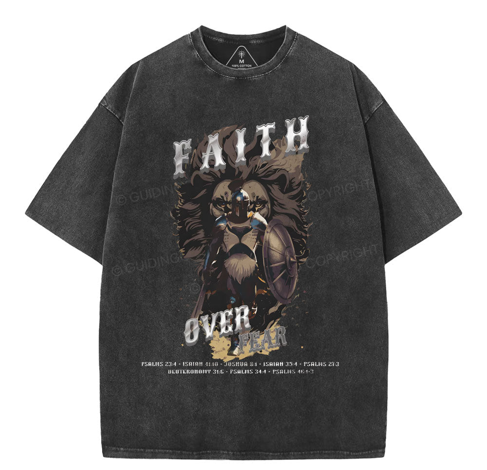 Faith Over Fear Christian Washed TShirt  