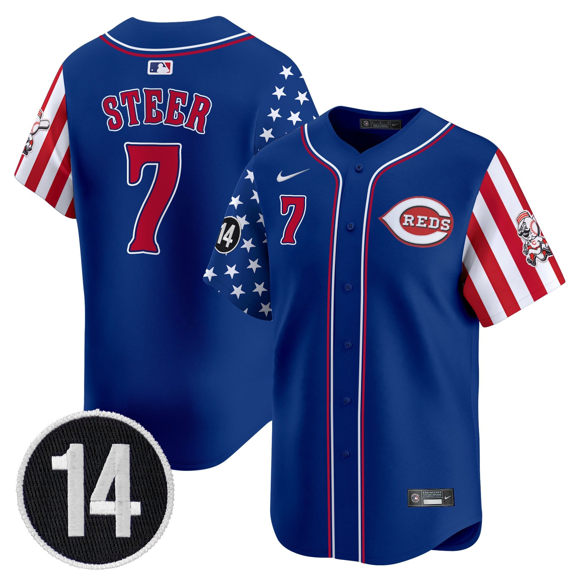 Men's Cincinnati Reds 2025 Independence Day Vapor Premier Limited Jersey - Pete Rose Patch - All Stitched