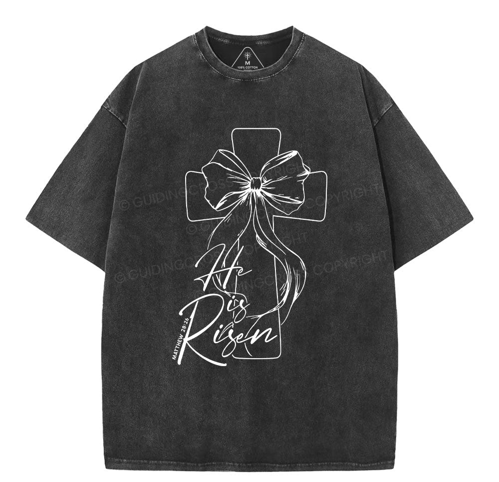 He Is Risen Christian Washed TShirt  