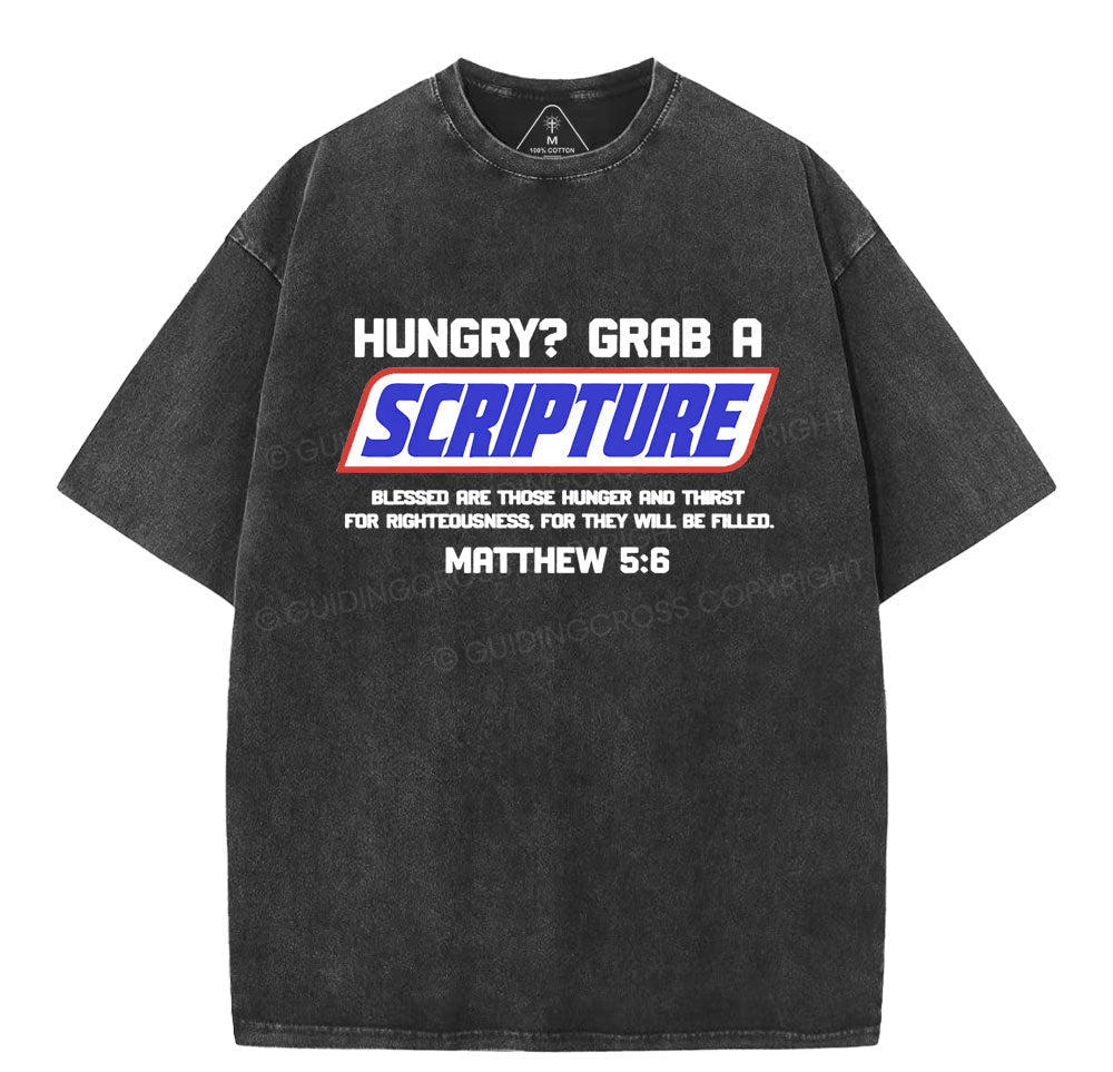 Hungry Grab A Scripture Christian Washed T-Shirt Sale - GuidingCross